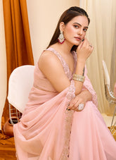 Slick Looking Peach Colour Saree